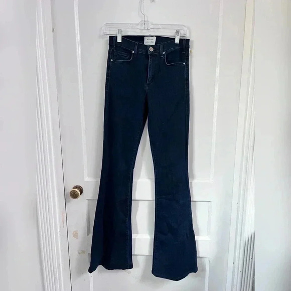 McGUIRE MID RISE DISTRESSED DARK WASH BLUE Flare JEANS Size 26 - Picture 1 of 7
